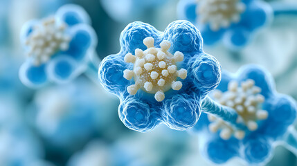 Obraz premium Microscopic Marvel: A captivating macro shot unveils the intricate beauty of a microscopic structure, revealing vibrant colors and complex details, reminiscent of a delicate floral arrangement.