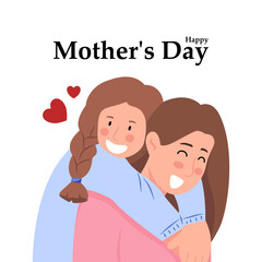 A vector illustration for Mother's Day, featuring a mother and daughter hugging, symbolizing love and family bond