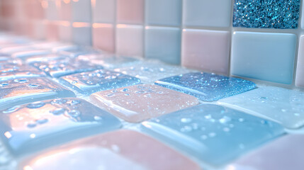 Elegant Mosaic: Capturing the beauty of bathroom tiles with pastel shades