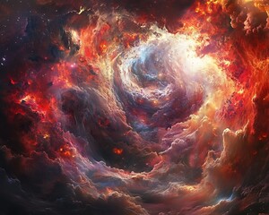 A Colorful Swirling Nebula Displaying Intense Light And Energy