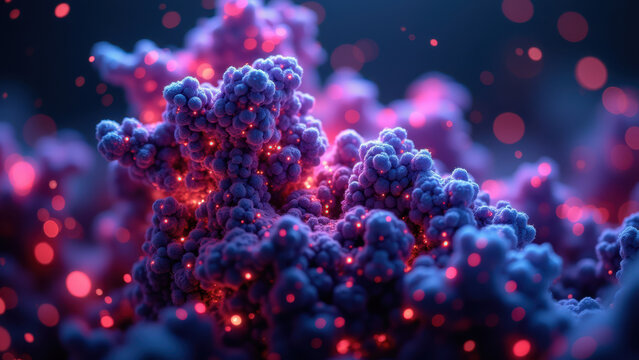 Molecular model with vibrant colors, showcasing a detailed structure.