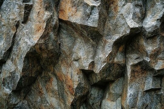 Stone rock mountain cave granite basalt mineral surface texture background. Dark gray brown beige. Crack cracked broken crumbled crushed. Close-up. Geometric Shape. Block.