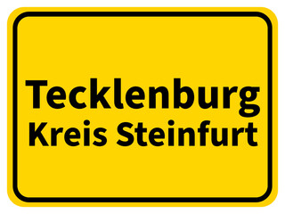 Illustration eines Stadteingangsschildes von Tecklenburg, einer Gemeinde des Kreises Steinfurt
