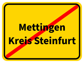 Illustration eines Stadtausgangsschildes von Mettingen, einer Gemeinde des Kreises Steinfurt