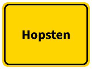 Illustration eines Stadteingangsschildes von Hopsten, einer Gemeinde des Kreises Steinfurt