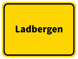Illustration eines Stadteingangsschildes von Ladbergen, einer Gemeinde des Kreises Steinfurt