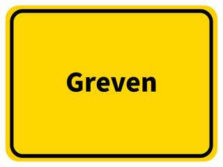 Illustration eines Stadteingangsschildes von Greven, einer Gemeinde des Kreises Steinfurt