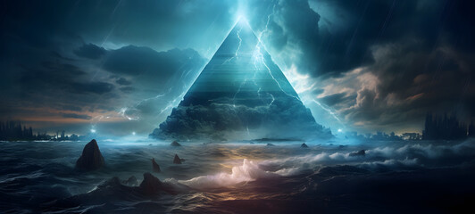 a flaming Bermuda Triangle, ai generative