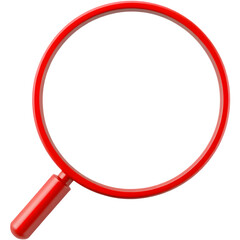 A red magnifying glass highlighting focus and detail.