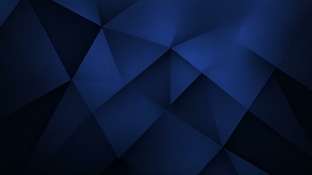 Black dark deep navy blue abstract pattern background. Geometric shape. Line triangle corner fold mosaic diamond polygon 3D. Gradient shadow. Grain rough noise. Design. Template. Minimal.