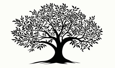 Minimalist Olive Tree Silhouette Vector Icon for Design and Nature Themes
