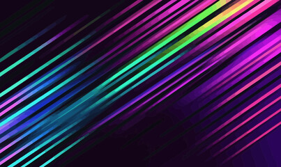 Vibrant Neon Stripes on Dark Background - Abstract Digital AI Technology Concept