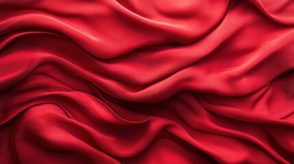 Fototapeta premium Red fabric with soft, elegant waves and folds.