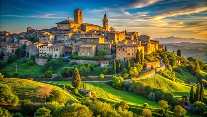 Stunning Viterbo Landscape: Hilltop Cityscape & Tuscan Countryside Panorama