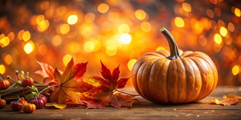 Stylish Autumn Background with Festive Pumpkin Decoration - Portrait Photography