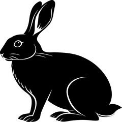 Obraz premium A Majestic Black Rabbit Silhouette, A Symbol Of Grace And Quiet Strength In A Bold, Graphic Style Isolated on Transparent Background