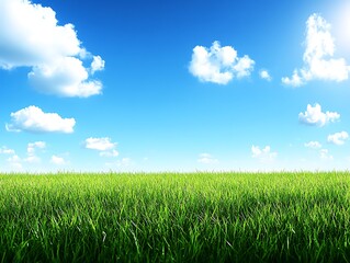 Fototapeta premium A bright sunny day over a field of green grass