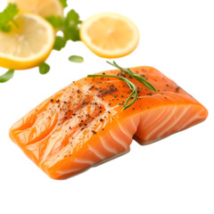 fresh salmon steak with vegetables