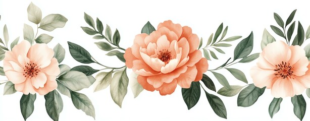 Seamless pattern with realistic watercolor florals, botanical seamless watercolor floral pattern, Delicate floral arrangement with soft petals.