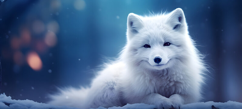 a freezing cute baby white fox, ai generative