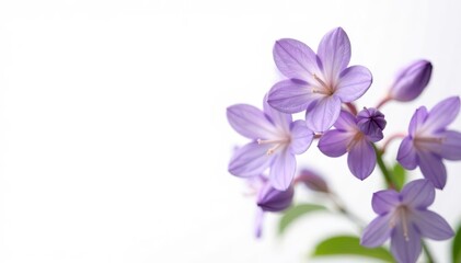 Delicate lavender blooms, isolated on pure white backdrop , soft, still life, field