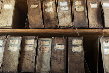 Contents of a cabinet of very old archives