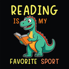 Funny T-Shirt Reading Is My Favorite Sport for Book Lovers Funny Dinosaur Reading Book