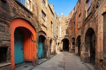 A Charming and Picturesque Cobblestone Street in an Old European Town