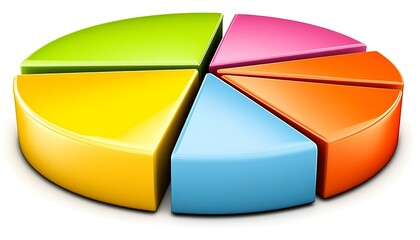 Fototapeta premium A brightly colored pie chart showing sections of varied percentages