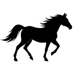 Obraz premium Black horse silhouette running vector illustration