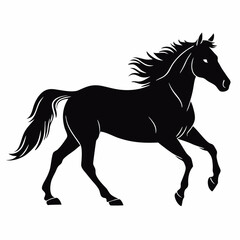 Obraz premium Black horse silhouette running vector illustration