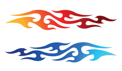 Speed flame sports car decal vinyl sticker. Racing car tribal fire flames vector art graphic. Side vehicle decoration for car, auto, truck, boat, suv, motorcycle.