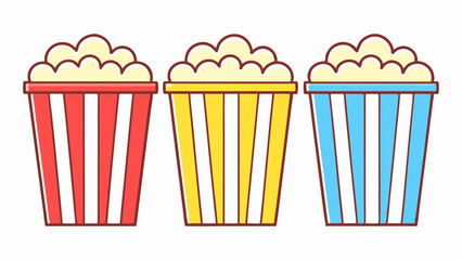 Vector illustration of three sets of popcorn bucket boxes