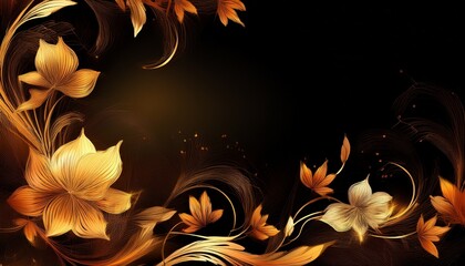 Abstract border frame of flowers in the corner of the image with space for text, blur and fade