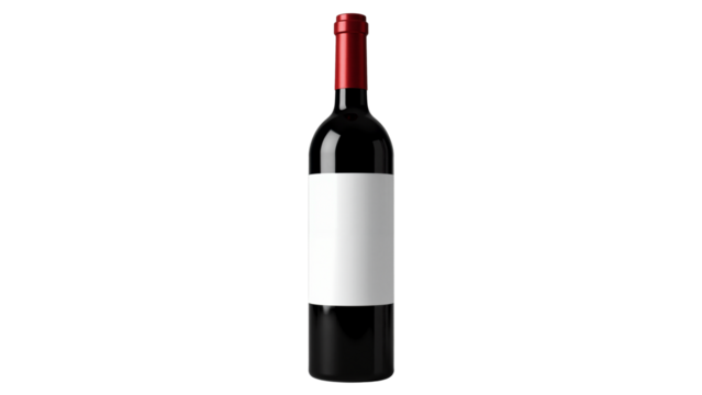 Elegant Red Wine Bottle Isolated on Transparent Background for Marketing and Advertising Use