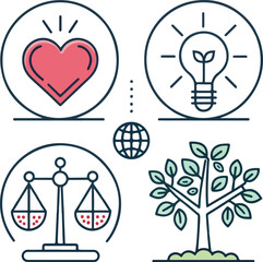  Personal Values Icons Set – Editable Stroke Vector Illustration