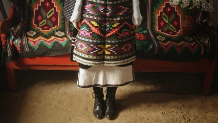 Traditional Folk Dress Featuring Beautiful and Colorful Patterns and Embroidery Details
