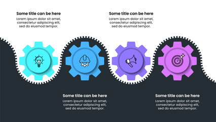 Infographic template. Zipper with 4 gears and icons