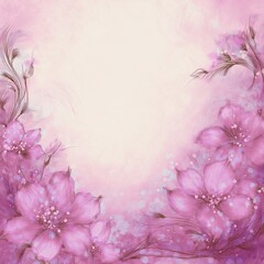 Fototapeta premium Abstract border frame of flowers in the corner of the image with space for text, blur and fade