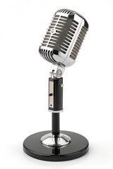 Fototapeta premium Vintage silver microphone on a white background