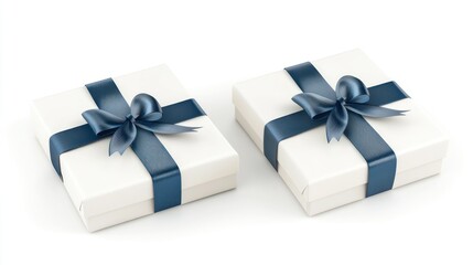Obraz premium Elegant White Gift Boxes with Blue Ribbons
