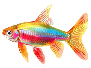 a colorful fish with a white background