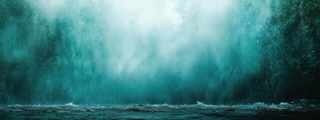 A large waterfall cascading into a pool