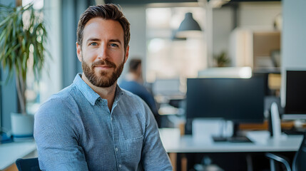 Fototapeta premium Enhancing digital business management modern office photo stock professional environment close-up business suite concept