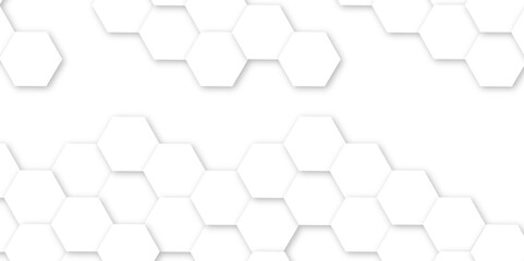 Abstract Vector seamless 3d  creative white hexagons backdrop background. geometric white grid emboss hexagonal background, technology mesh cell seamless pattern.