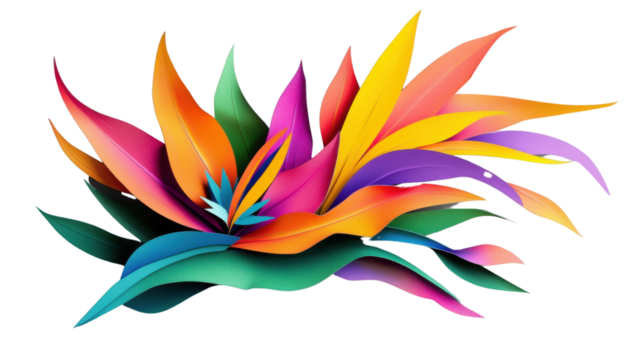 Colorful bird of paradise flowers with transparent background