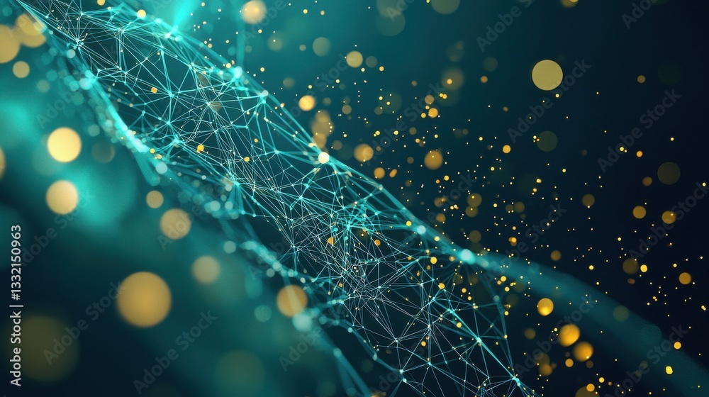 Aufkleber abstract network connection with bokeh effect in dark background