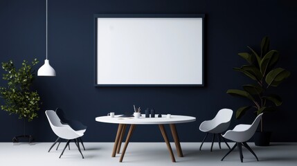 Bright Minimalist Interior Featuring White Table Chairs and Lush Plant