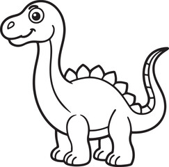 Naklejka premium A playful dinosaur depicted in a jungle setting, intended as a coloring page for children