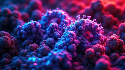 Colorful microscopic image of a cellular structure with vivid hues resembling an abstract galaxy.
